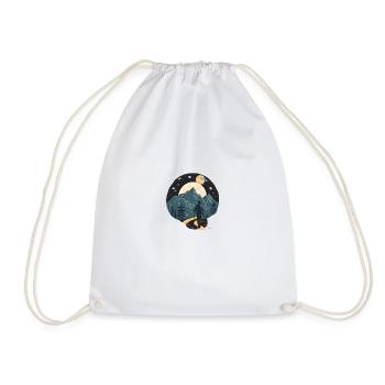 Night hike in the mountains. Outdoor motif - Drawstring Bag - white - Front