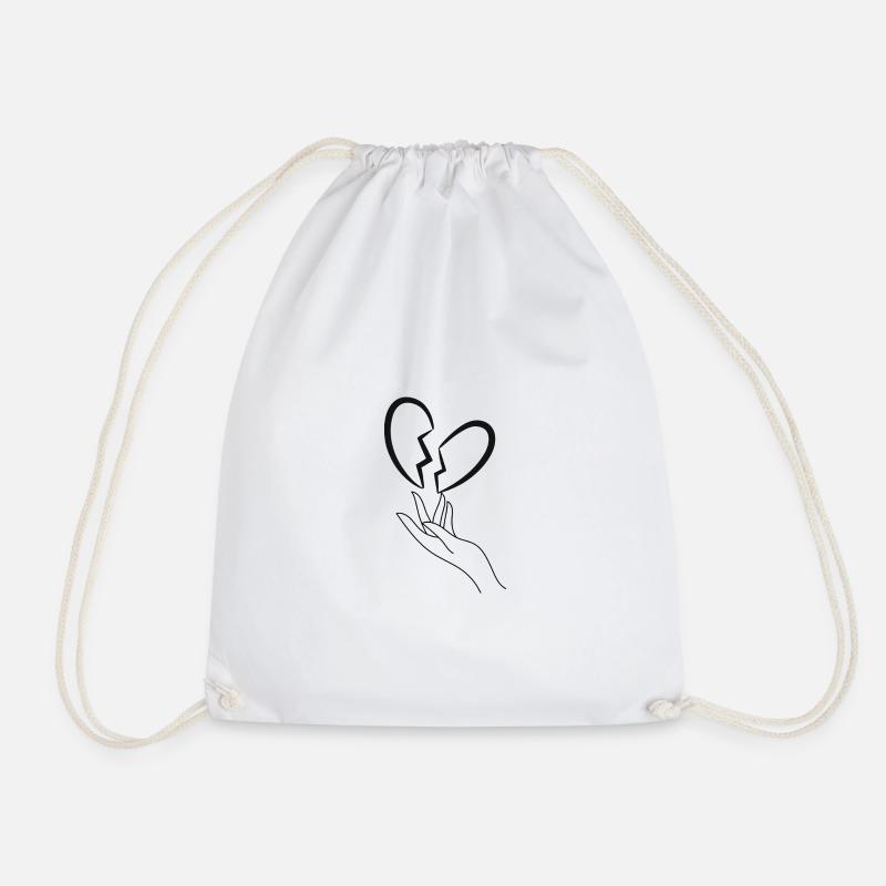 Broken heart - Drawstring Bag - white
