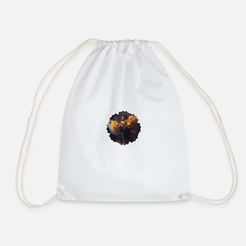 Frau mit Blumen-Design - Turnbeutel - Weiß