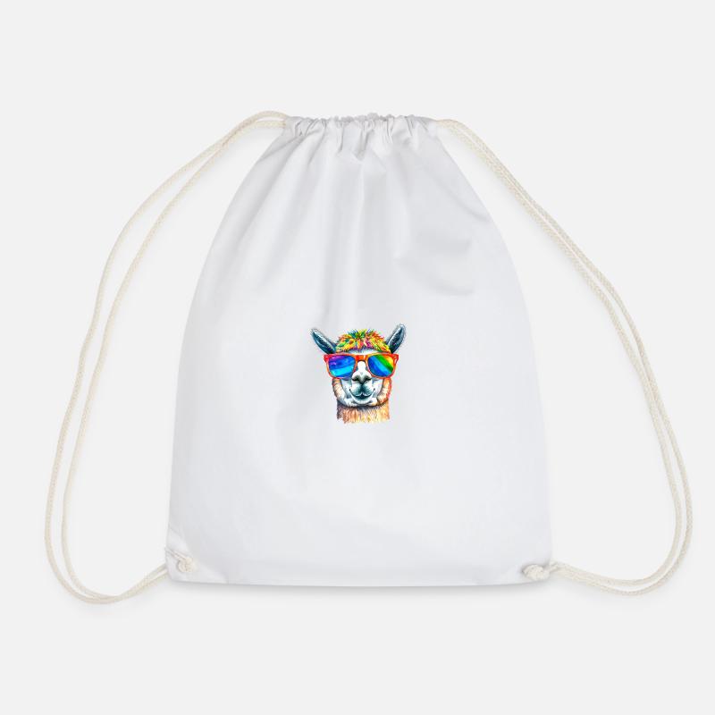Alpaka, LGTB,Regenbogen,Sonnenbrille,bunt - Turnbeutel - Weiß