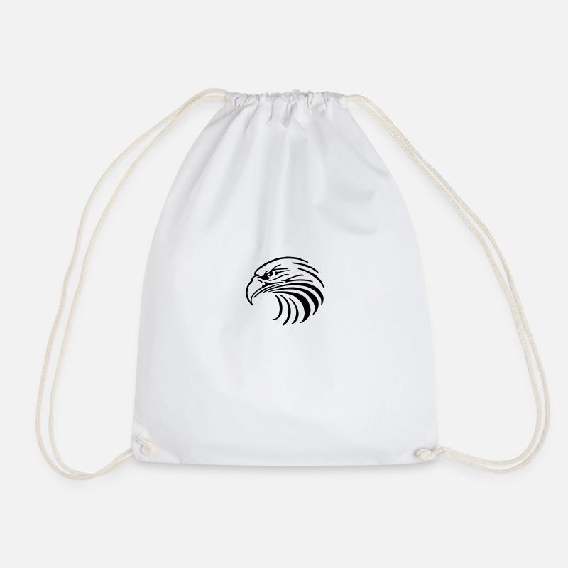 Eagle head logo - Drawstring Bag - white