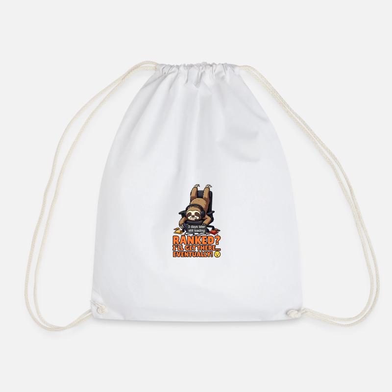 Patient Gaming Sloth - Drawstring Bag - white