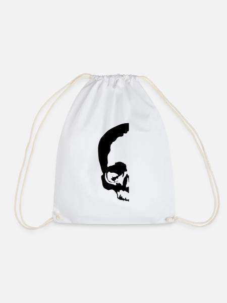 halber totenkopf / half skull - Turnbeutel - Weiß