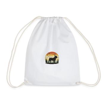 Silhouette du chien sauvage au coucher du soleil - Sac de sport léger - blanc - Devant
