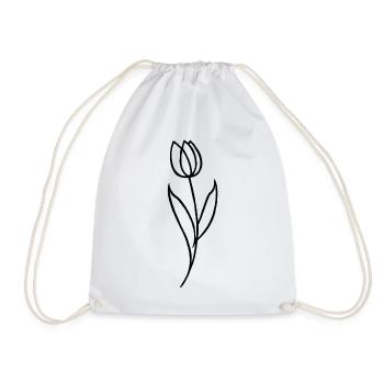 Sketch of a Black Flower - Drawstring Bag - white - Front