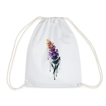 Lavender with dripping color - Drawstring Bag - white - Front