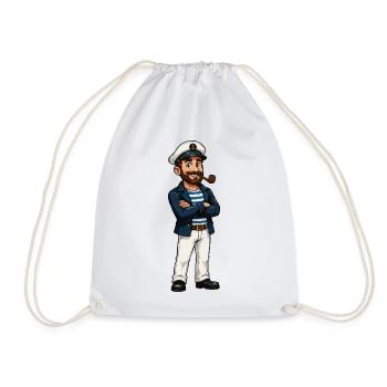 Captain with Whistle Cartoon - Drawstring Bag - white - Front