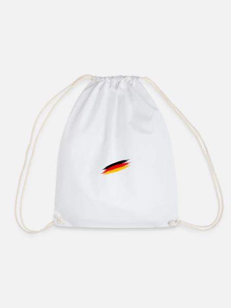Black-Red-Gold Brush Stripes - Drawstring Bag - white