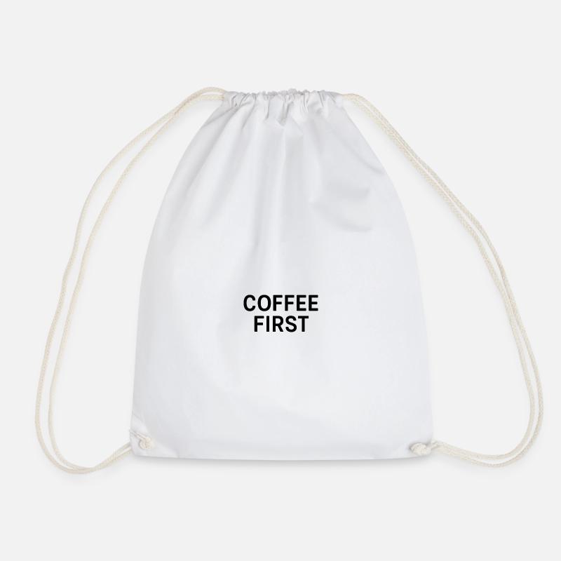 Coffee Break Motif Print - Drawstring Bag - white