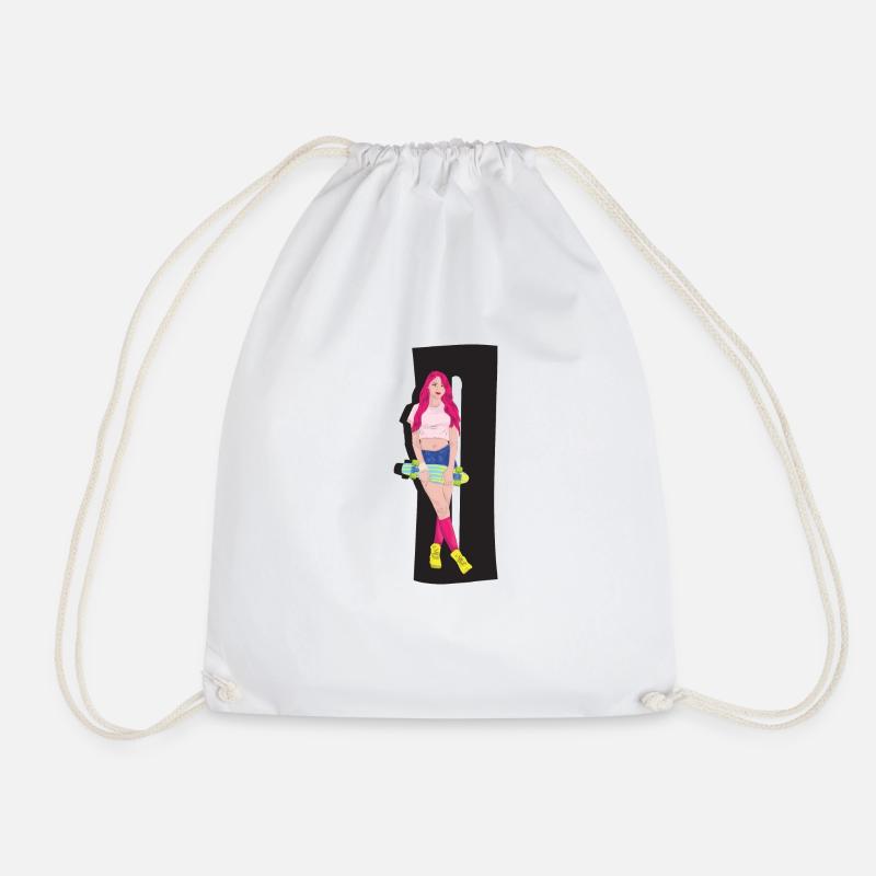 Skateboard redhead skater skateboard skateboard - Drawstring Bag - white