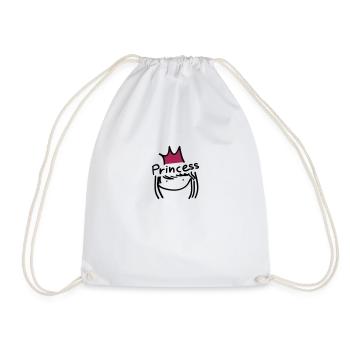 princess girl typo - Drawstring Bag - white - Front