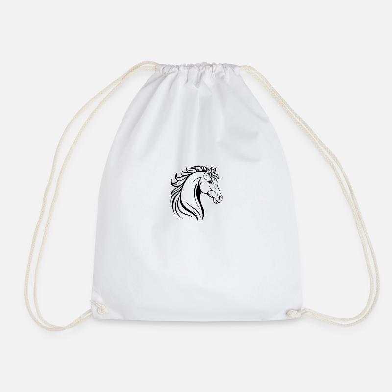 Horse Illustration - Drawstring Bag - white