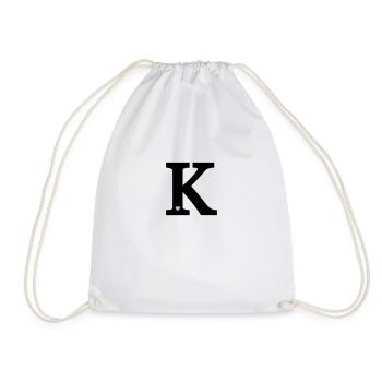 Letter K initial - Drawstring Bag - white - Front
