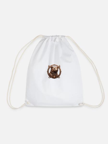 The Bronze Bear - Drawstring Bag - white