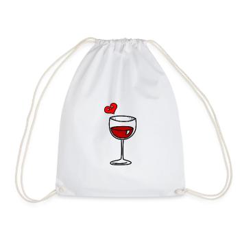 Wine glass with heart - Drawstring Bag - white - Front