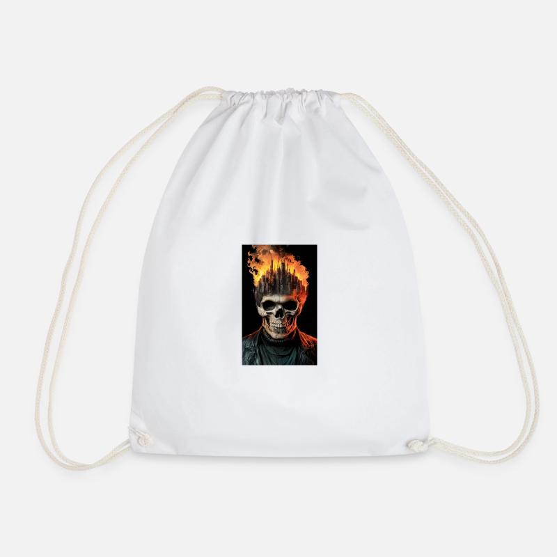 Burning Head - Drawstring Bag - white