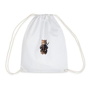 Samurai Katze - Turnbeutel - Weiß - Vorne