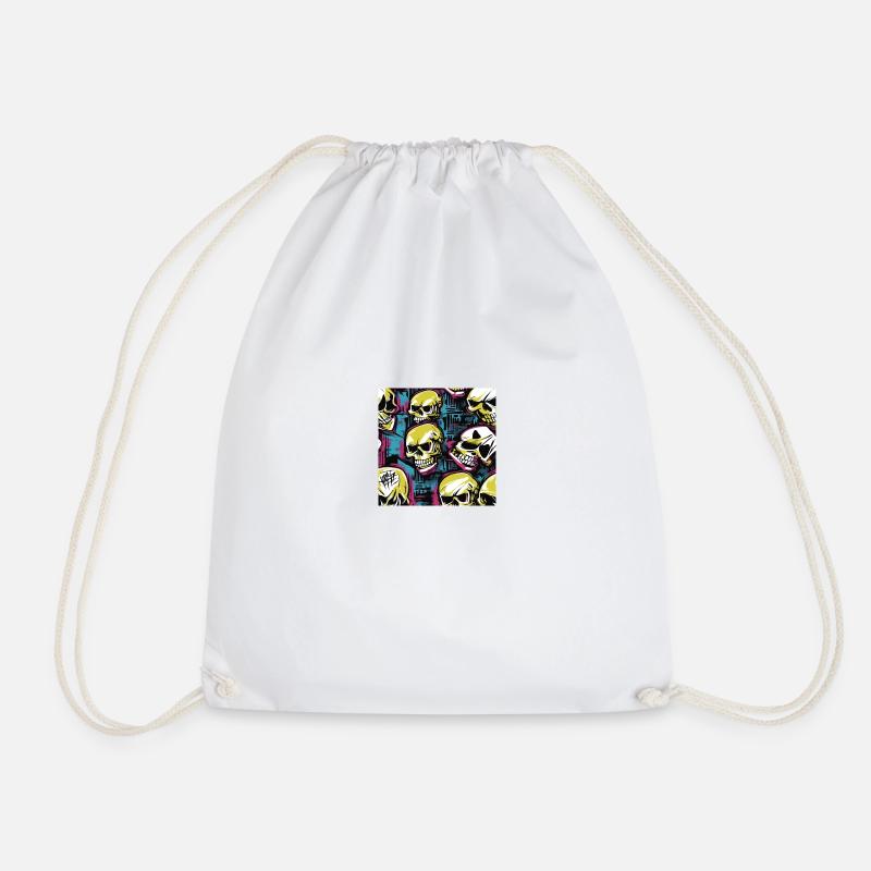 urban street skull#1 - Drawstring Bag - white