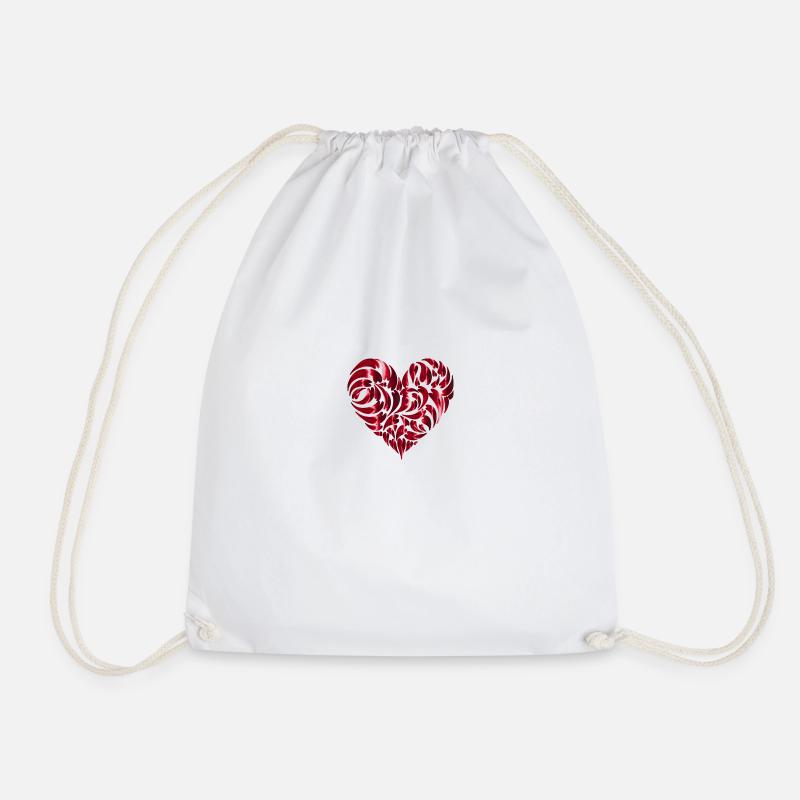 heart - Drawstring Bag - white