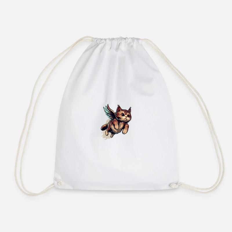 Fliegende Katze - Turnbeutel - Weiß