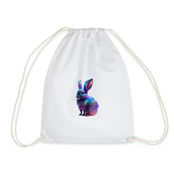 Cosmic Nebula Rabbit - Drawstring Bag - white - Front