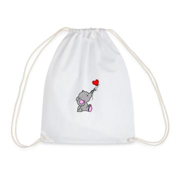 Elefant Herz Liebe - Turnbeutel - Weiß - Vorne