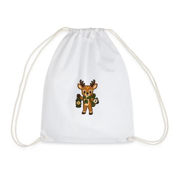 Cerf aventurier de la forêt avec lanterne - Sac de sport léger - blanc - Devant