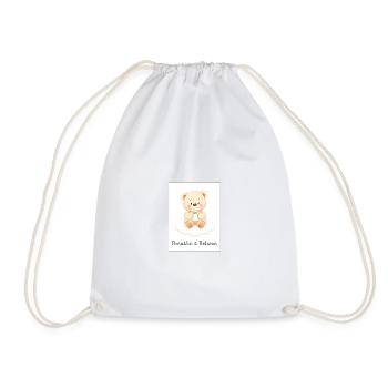 & Believe Bear with Tea on Cloud Design! - Drawstring Bag - white - Front