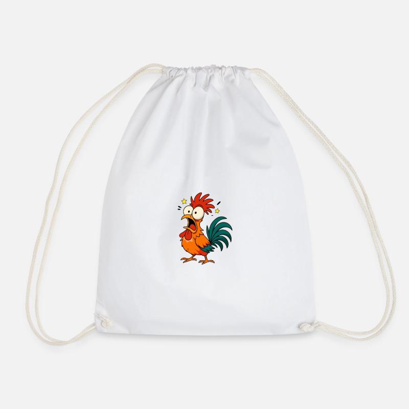 Crazy Rooster – Funny Chicken Cartoon Meme Design - Turnbeutel - Weiß