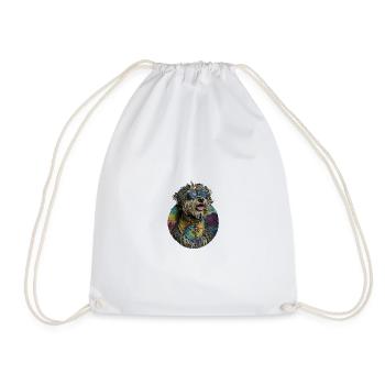 Hippie Dog - Drawstring Bag - white - Front