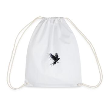 Crow Raven Paint Splash – Modern Watercolor - Drawstring Bag - white - Front