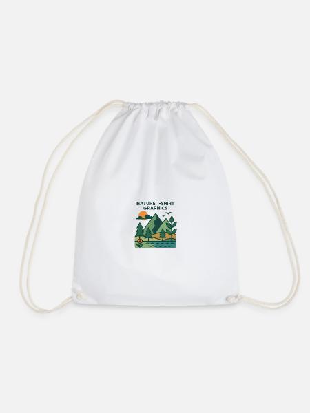 Mountains, lake and sunset - Drawstring Bag - white