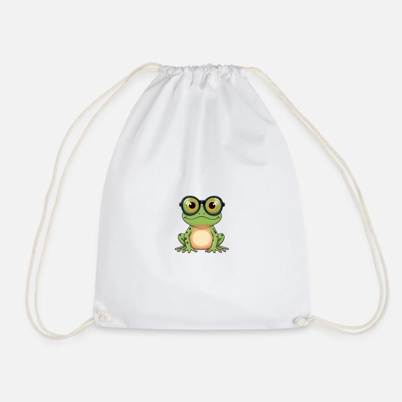 Frosch mit Brille - Turnbeutel - Weiß