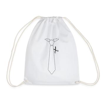 cut_out_tie - Drawstring Bag - white - Front