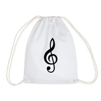 treble clef music - Drawstring Bag - white - Front