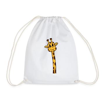 Funny Long Neck Giraffe Cool Cute Animals - Drawstring Bag - white - Front