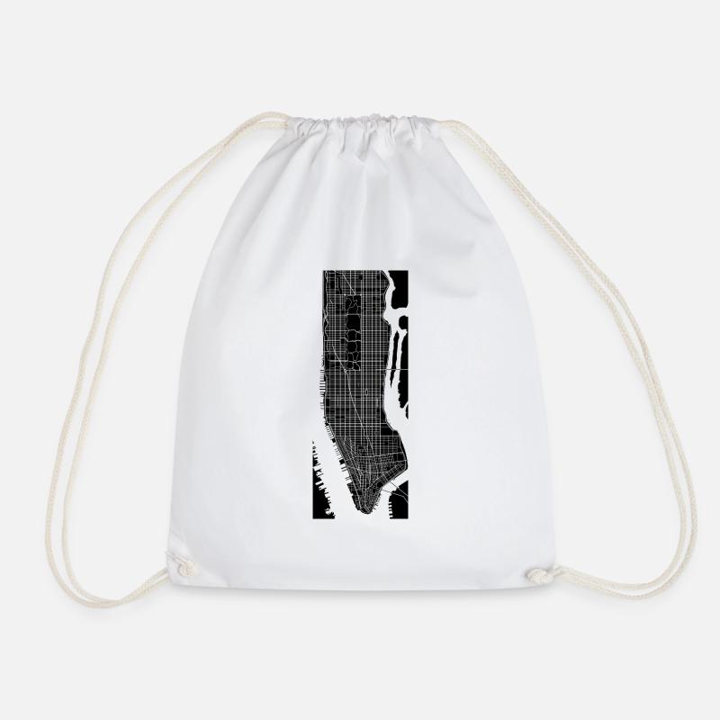 manhattan map - Drawstring Bag - white