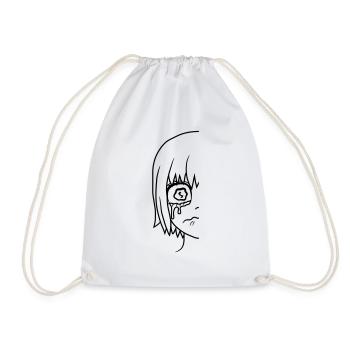 Girl's face half sad - Drawstring Bag - white - Front