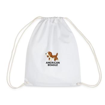American Beagle – Funny Dog - Drawstring Bag - white - Front
