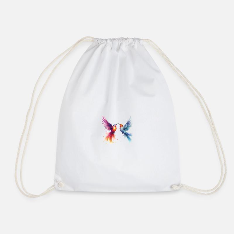 Bunte Vögel - Turnbeutel - Weiß