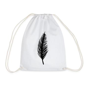 feather - Drawstring Bag - white - Front