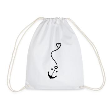 Anchor with heart - Drawstring Bag - white - Front