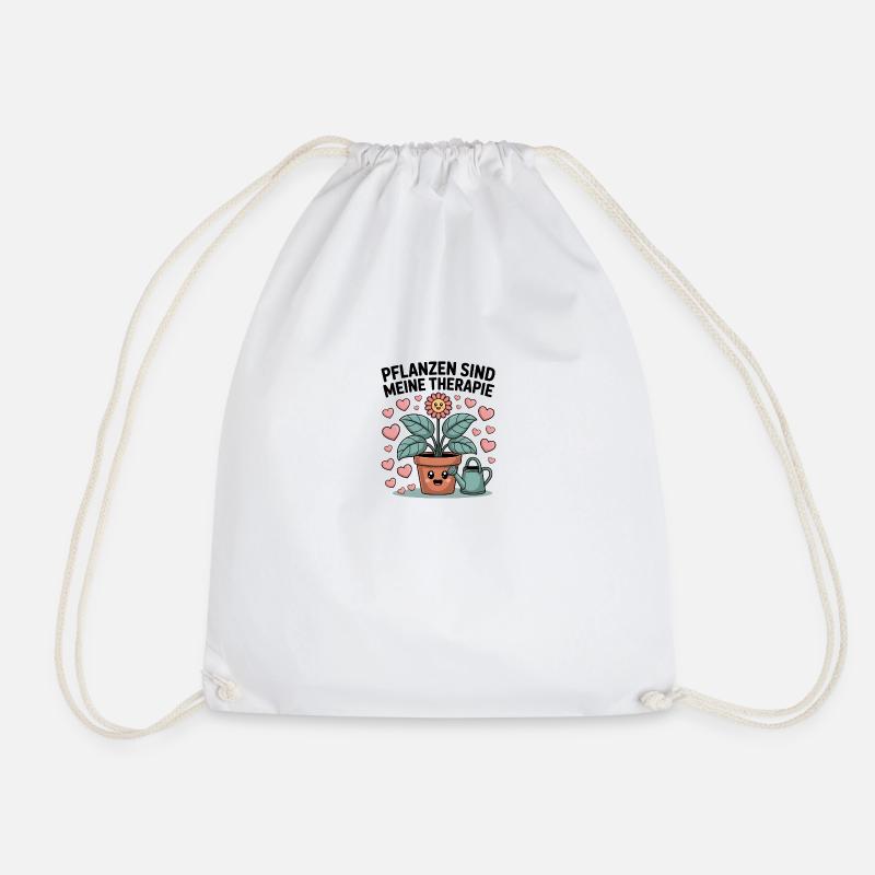 Plants are my therapy - Drawstring Bag - white