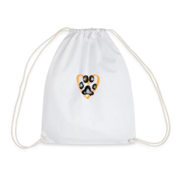 Paw print with heart, orange - Drawstring Bag - white - Front