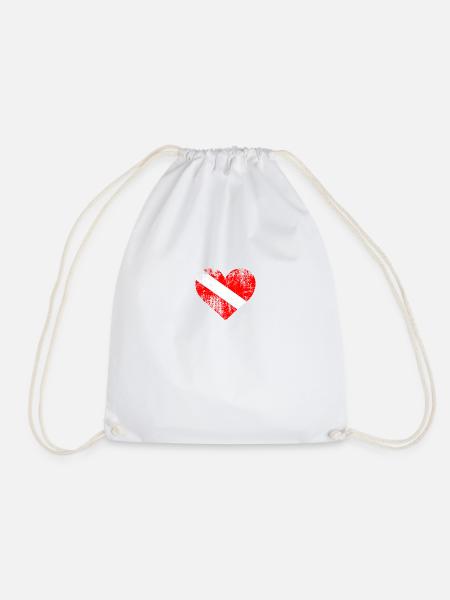 Diver Flag Heart Used Look - Drawstring Bag - white
