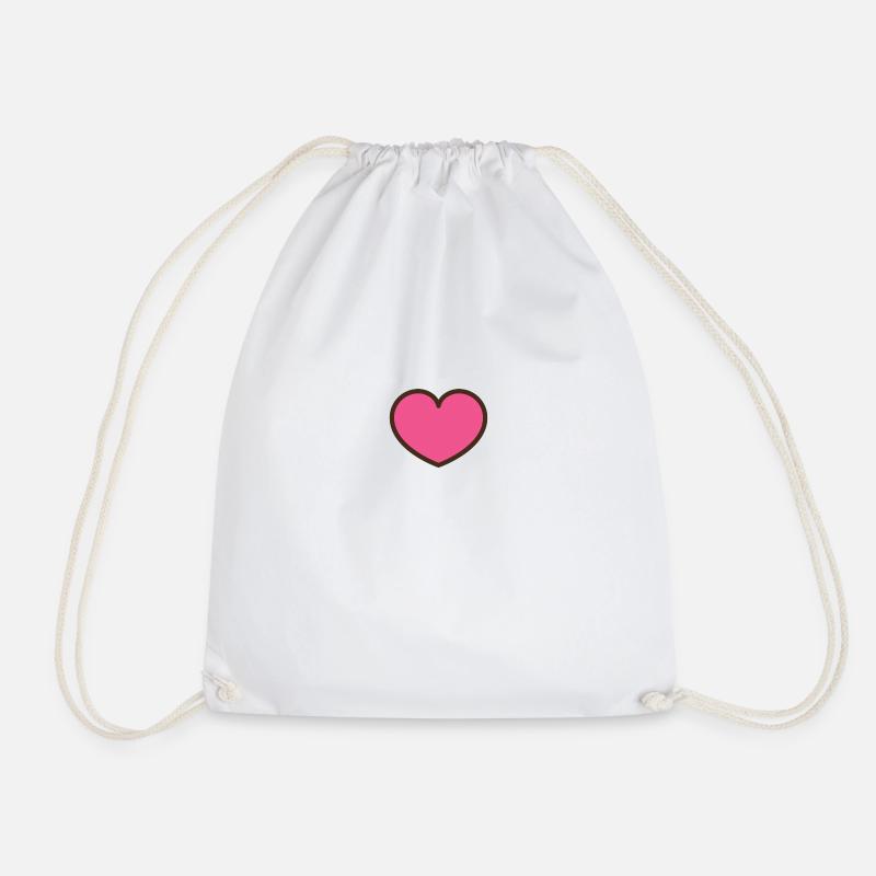 Heart heart - Drawstring Bag - white
