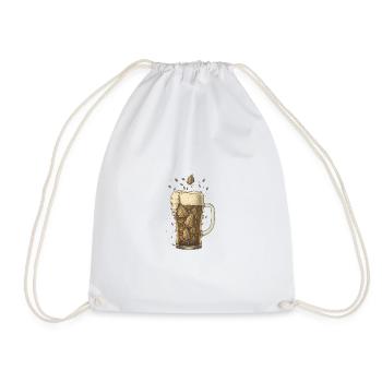 Hops in a craft beer glass - Drawstring Bag - white - Front