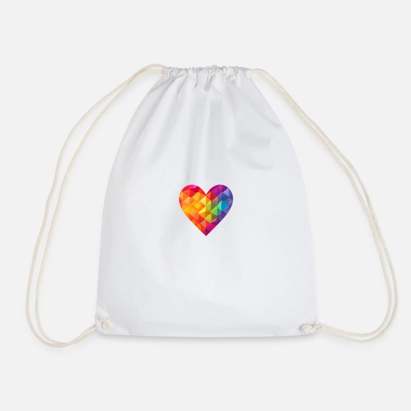 LGBTQIA+ Heart, Love & Support - Drawstring Bag - white