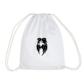 Long-haired Collie in Tribal Tattoo Style - Drawstring Bag - white - Front