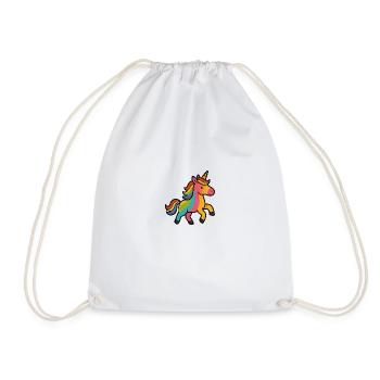 Buntes Einhorn - Turnbeutel - Weiß - Vorne